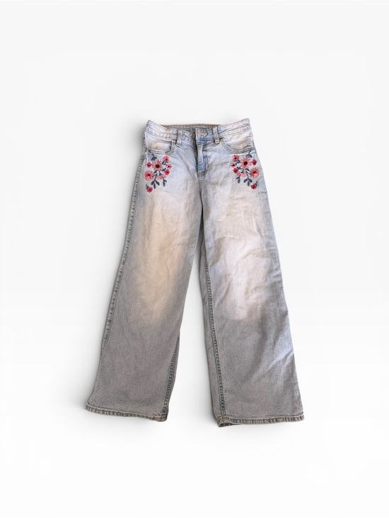 Abercrombie & Fitch Other - Abercrombie & Fitch Light Wash Wide-Leg Jeans with Pink Floral Embroidery